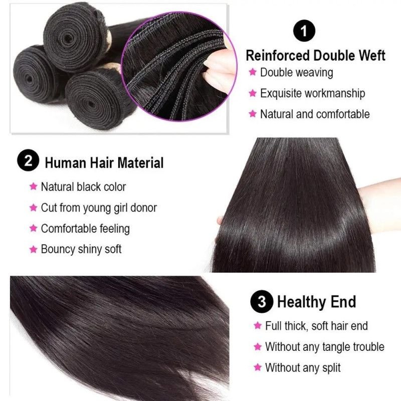 Hairporium Brazilian Straight Hair Bundles - 100% Virgin Human Hair Extensions, 10-32 Inches Hairporium 2 - Hairporium 