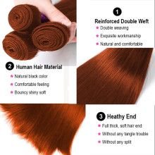 Hairporium Straight Ginger Colored Human Hair Bundles - 100% Virgin Human Hair, 28-30 Inch Bold 350 Shade Hairporium 5 - Hairpor