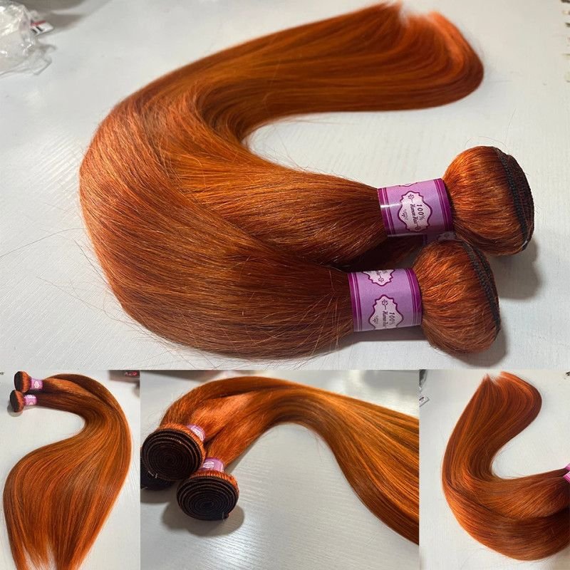 Hairporium Straight Ginger Colored Human Hair Bundles - 100% Virgin Human Hair, 28-30 Inch Bold 350 Shade Hairporium 1 - Hairpor