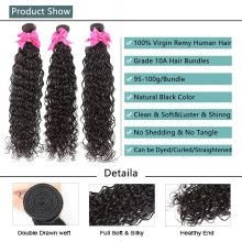 Hairporium Water Wave Human Hair Bundles - Brazilian Deep Wave 100% Remy Hair, 3 Natural Black Curly Extensions Hairporium 3 - H