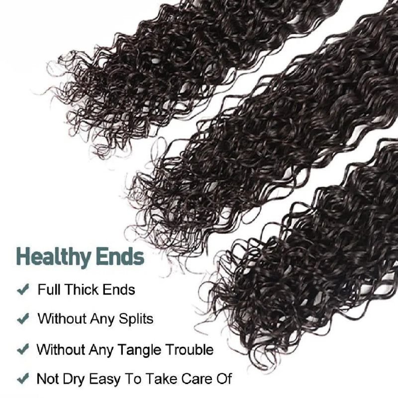 Hairporium Water Wave Human Hair Bundles - Brazilian Deep Wave 100% Remy Hair, 3 Natural Black Curly Extensions Hairporium 1 - H