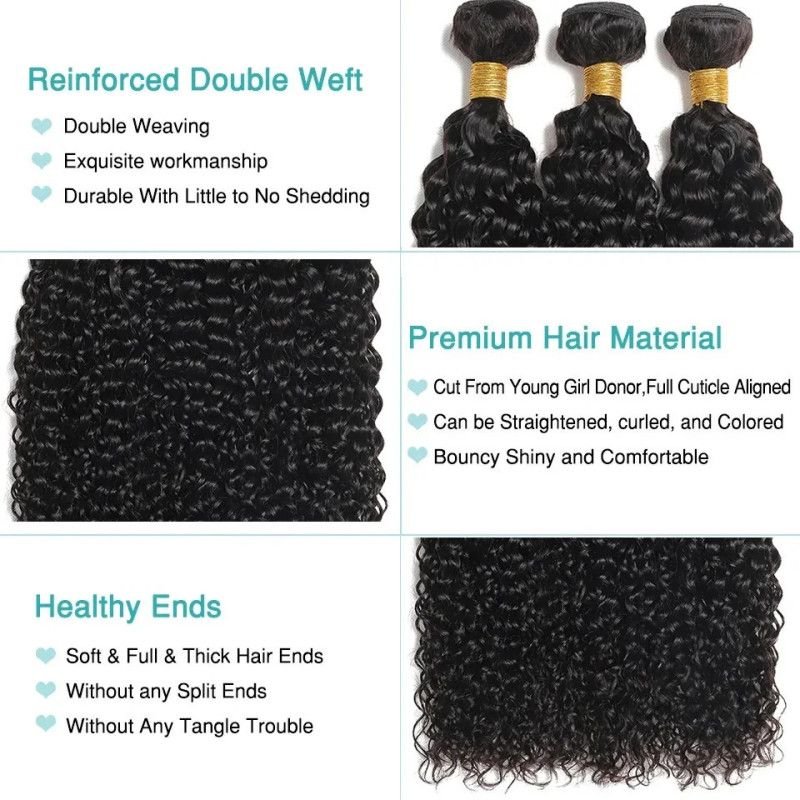 Hairporium Mongolian Kinky Curly Human Hair Bundles - 100% Unprocessed Virgin Hair Extensions, Jerry Curl Weave (1/3/4 PCS) Hair