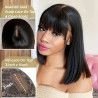 Hairporium Premium Short Bob Wig - Bone Straight 100% Human Hair with Bangs & 3x1 Lace Middle Part Hairporium 2 - Hairporium 