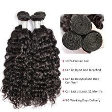 Hairporium 100% Unprocessed Malaysian Remy Human Hair Weave - Deep Wave & Water Wave Curly Extensions, 12A Grade Hair Bundles Ha