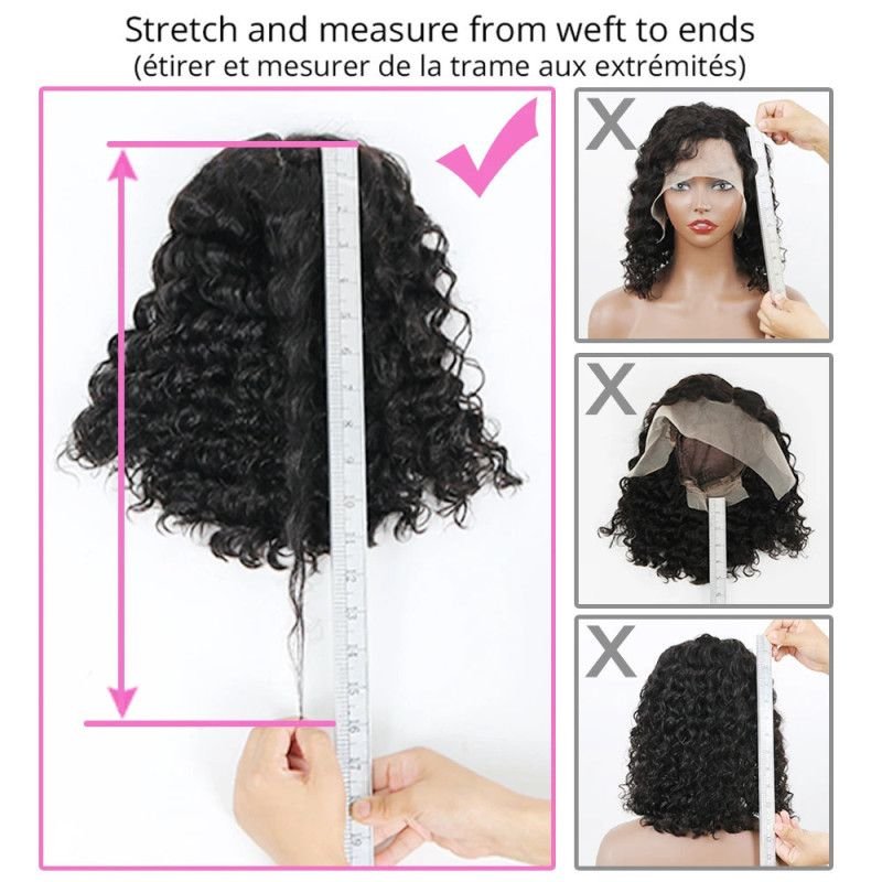 Hairporium Natural Black Curly Bob Lace Wig - Deep Water Wave 100% Human Hair T Part Lace Front Wig for Women Hairporium 1 - Hai