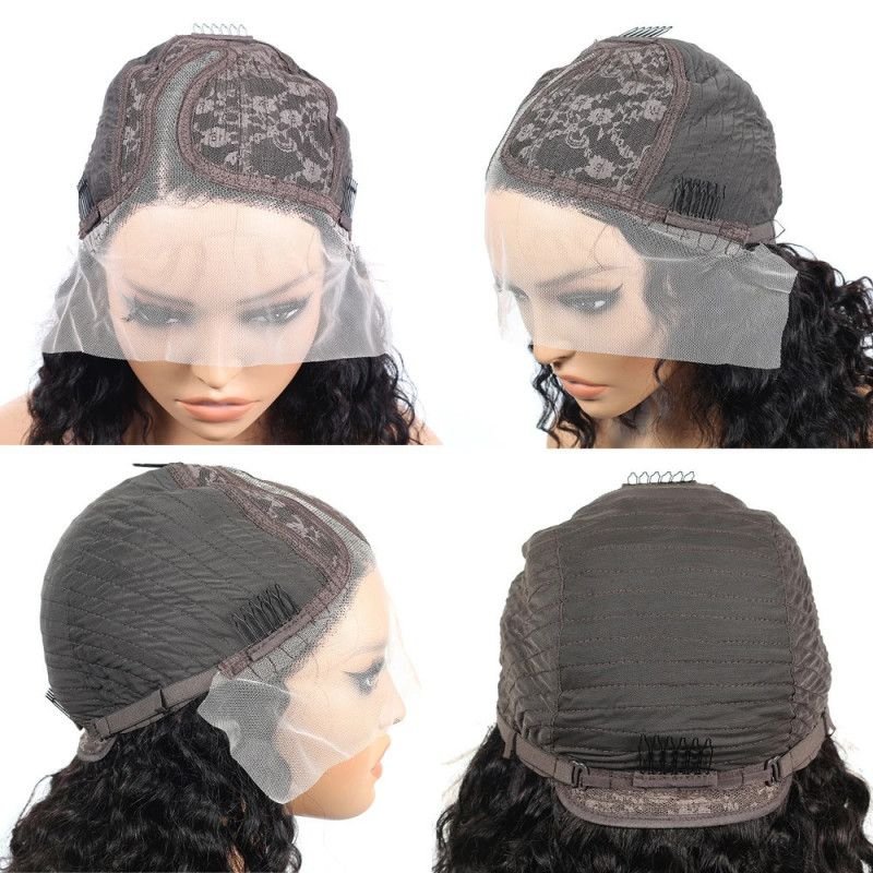 Hairporium Natural Black Curly Bob Lace Wig - Deep Water Wave 100% Human Hair T Part Lace Front Wig for Women Hairporium 1 - Hai