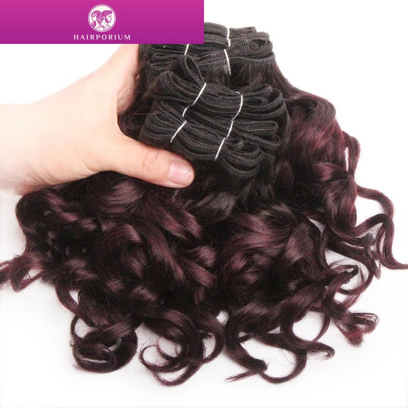 Hairporium Curly Human Hair Bundles - 6 Pieces 100% Human Hair Weave Extensions, Multiple Colours (1B/2/4/30/33/99J) Hairporium 