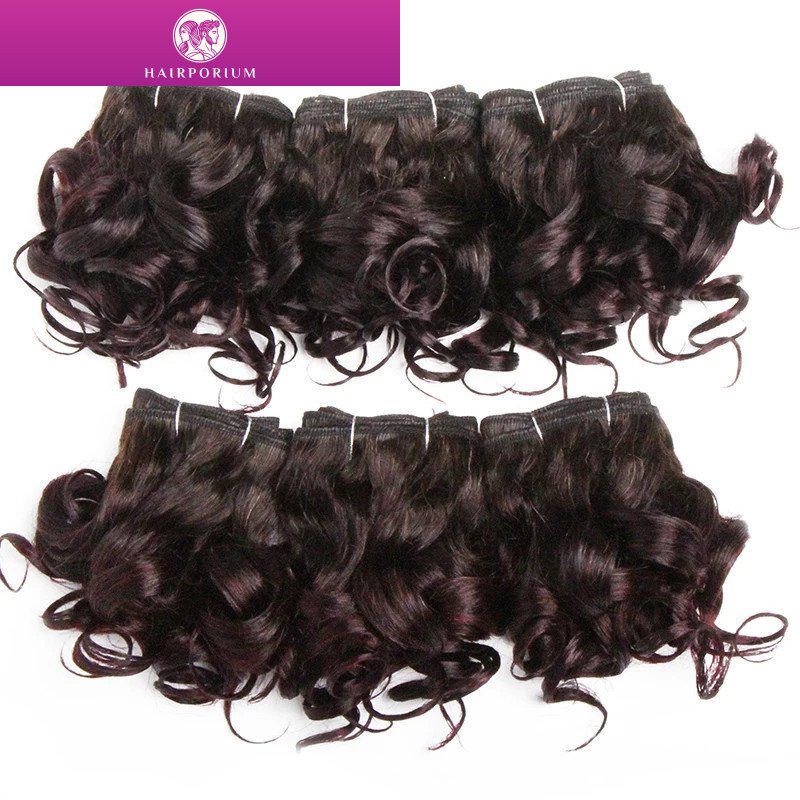 Hairporium Curly Human Hair Bundles - 6 Pieces 100% Human Hair Weave Extensions, Multiple Colours (1B/2/4/30/33/99J) Hairporium 