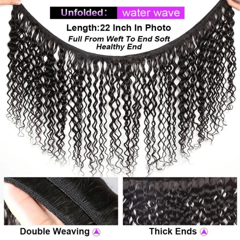 Hairporium Water Wave Bundles - 12A Brazilian Human Hair Weave, Deep Kinky Curly Virgin Extensions (1/3/4 PCS) Hairporium 2 - Ha