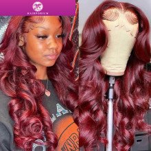 Hairporium 250% Density Body Wave Burgundy Wig - 13x6 HD Lace Frontal, 99J Glueless Brazilian Human Hair for Women Hairporium 1 