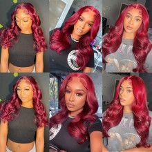 Hairporium 250% Density Body Wave Burgundy Wig - 13x6 HD Lace Frontal, 99J Glueless Brazilian Human Hair for Women Hairporium 3 