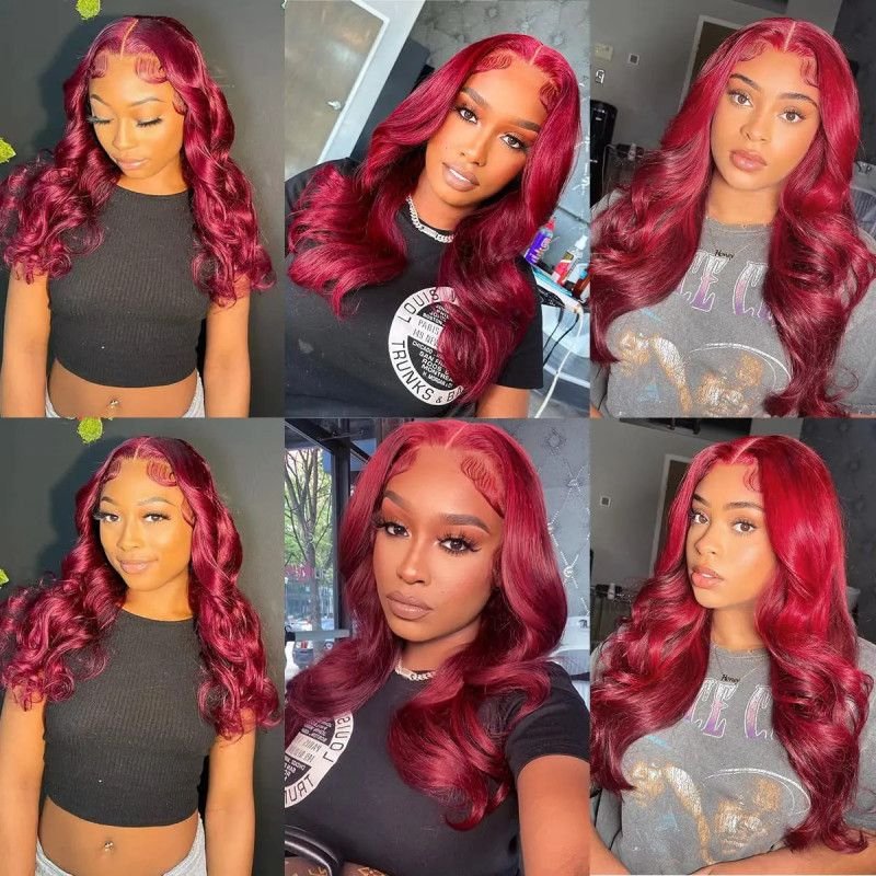 Hairporium 250% Density Body Wave Burgundy Wig - 13x6 HD Lace Frontal, 99J Glueless Brazilian Human Hair for Women Hairporium 1 