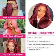 Hairporium 250% Density Body Wave Burgundy Wig - 13x6 HD Lace Frontal, 99J Glueless Brazilian Human Hair for Women Hairporium 4 