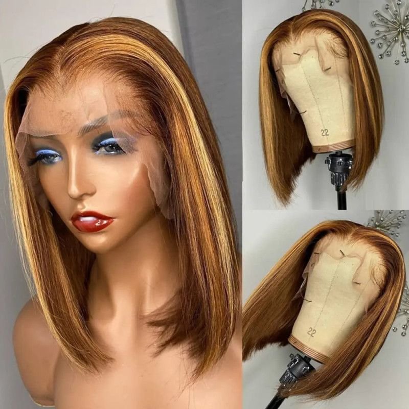 Hairporium 13x4 Straight Bob Wig - Highlight Human Hair Lace Front Wig for Women, Transparent Lace Frontal Hairporium 1 - Hairpo