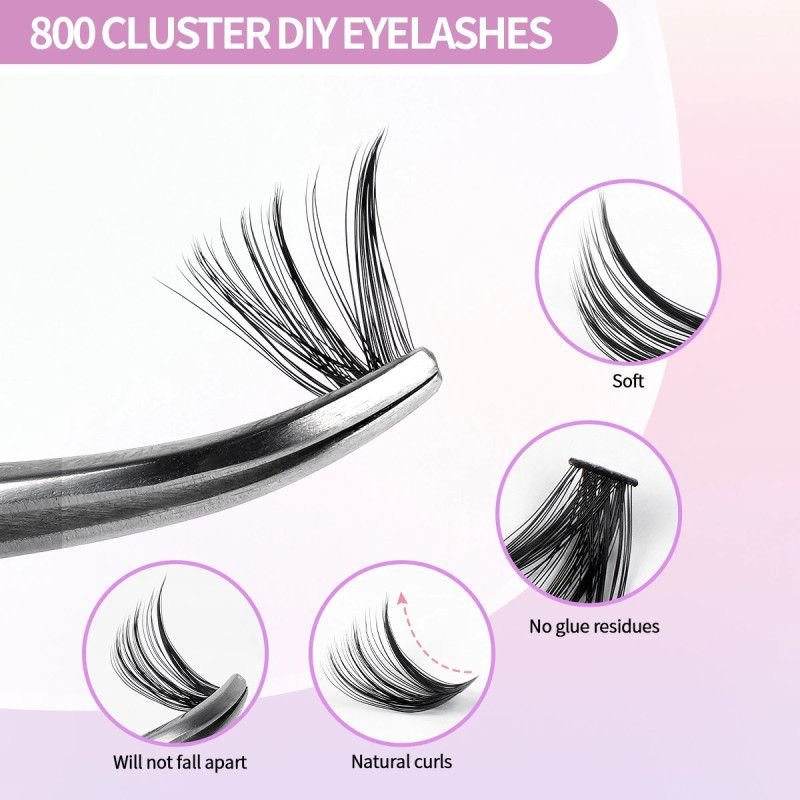 Hairporium DIY Lash Extensions Kit - 800pcs Lash Clusters (80D/100D), Wispy Individual Lashes 9-18mm Mix Hairporium 1 - Hairpori