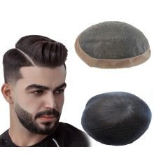 Hairporium Fine Mono Men’s Wig - Human Hair Toupee Replacement System, Natural Black Hair Units for Men Hairporium 1 - Hairporiu