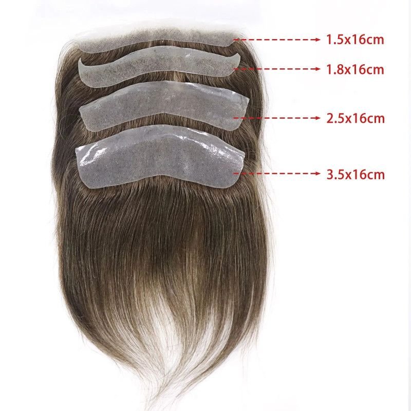 Hairporium Ultra-Thin Skin Men's Wig - 0.06mm Brown Straight Toupee with V-Style Frontal Hairline, 100% Human Hair System Hairpo