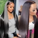 Hairporium 13x4 Sleek Straight Lace Front Wig - Brazilian Human Hair, 360 Lace Frontal Remy Wig for Women, 20-22 Inches