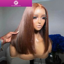 13x4 Lace Frontal Wig Bob Human Hair Brown Straight 180 Density HD Transparent Lace Front Wigs Bob Hair Lace Front Wig Hairporiu