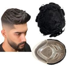 Hairporium Men's Wigs: Real Human Hair Curly Wave Toupee Prosthesis Hairporium 2 - Hairporium 