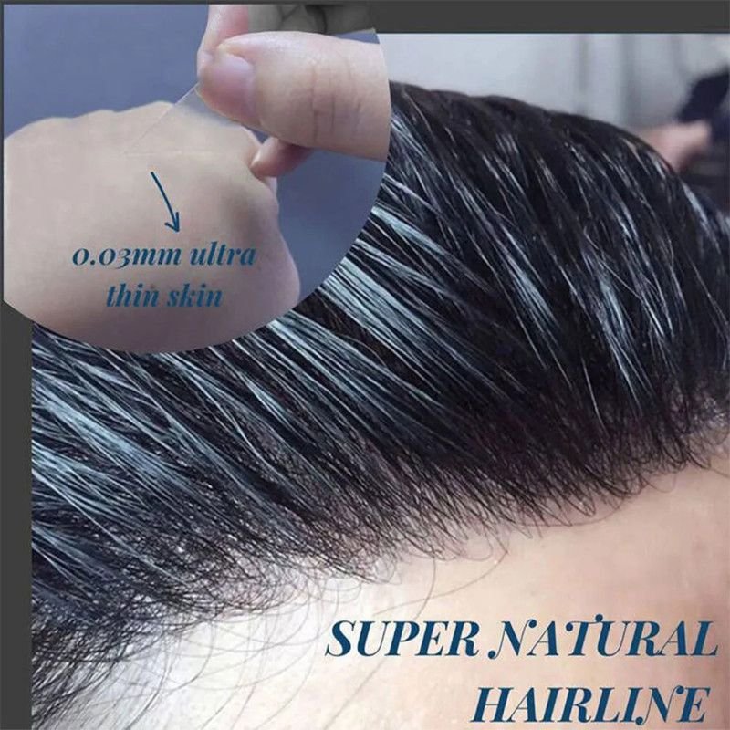 Hairporium Men's Wigs: V-Loop 100% Human Hair Frontal Toupee with Thin Skin PU Hairline Hairporium 1 - Hairporium 