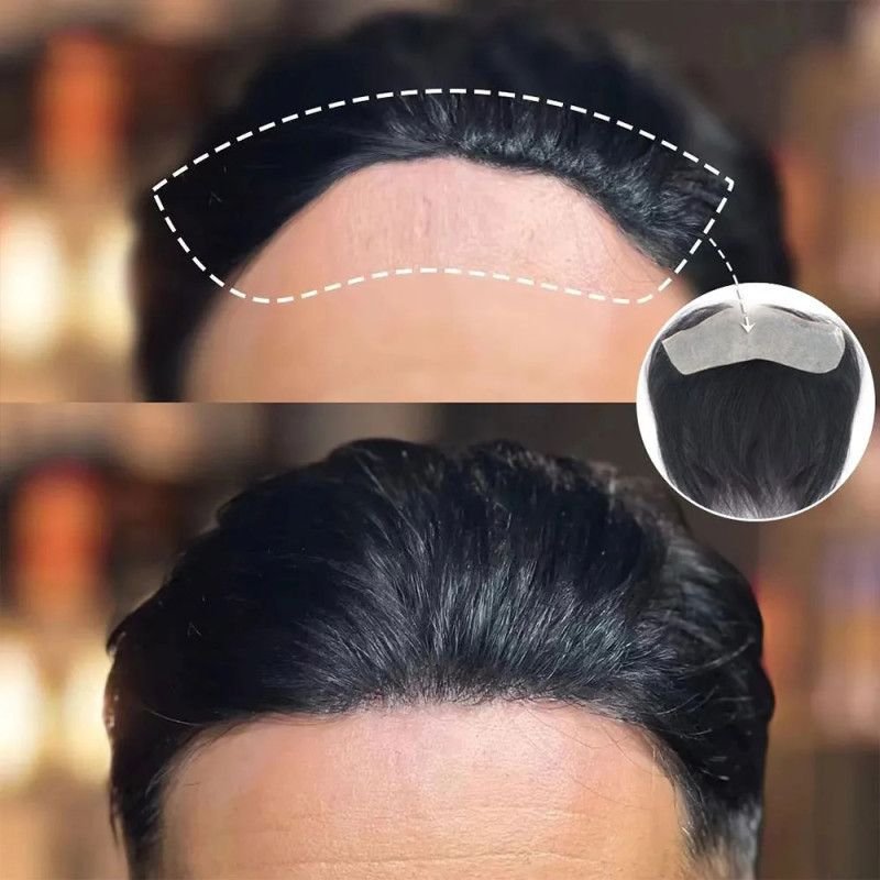 Hairporium Men's Wigs: V-Loop 100% Human Hair Frontal Toupee with Thin Skin PU Hairline Hairporium 1 - Hairporium 