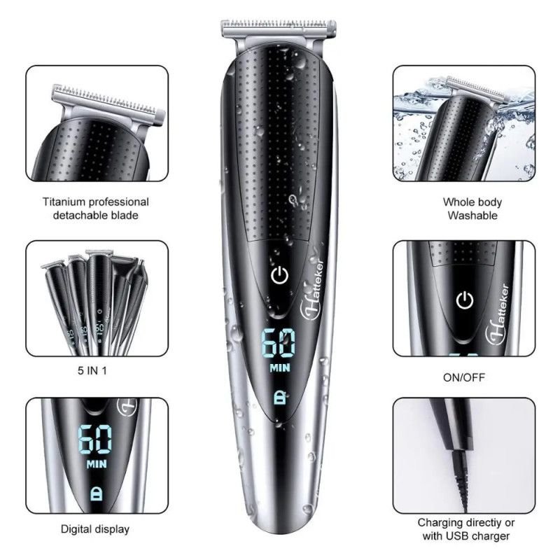 All-In-One Men's Grooming Kit: Electric Hair & Beard Trimmer and Shaver Washable Hair Clipper [product.brand] 1 - Hairporium 