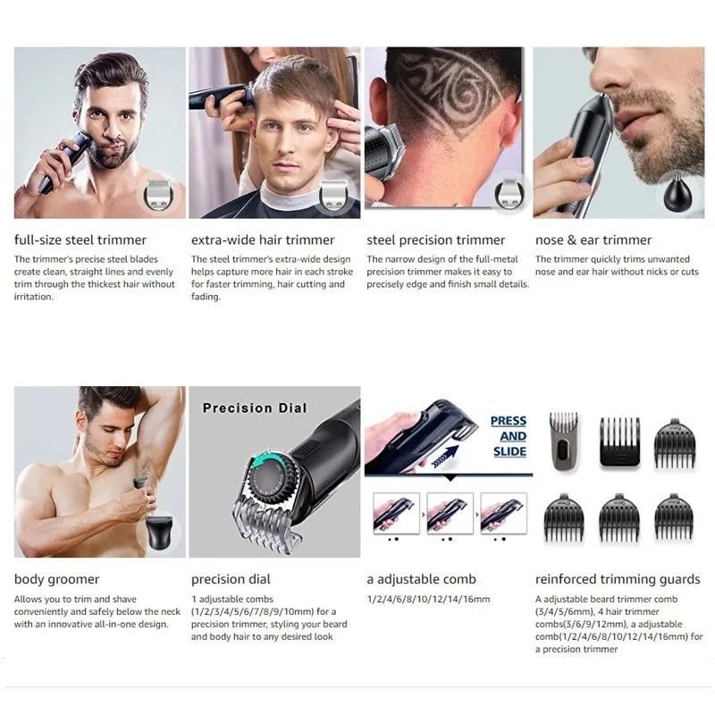 All-In-One Men's Grooming Kit: Electric Hair & Beard Trimmer and Shaver Washable Hair Clipper [product.brand] 1 - Hairporium 