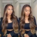 Hairporium 30-Inch Highlight Body Wave Lace Front Human Hair Wig – 4/27 Ombre Elegance