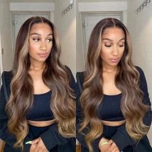 Hairporium 30-Inch Highlight Body Wave Lace Front Human Hair Wig – 4/27 Ombre Elegance [product.brand] 1 - Hairporium 