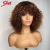 Short Pixie Bob Cut Human Hair Wigs With Bangs Jerry Curly Full Machine Wig Highlight Honey Blonde Colored Wigs For Women [produ