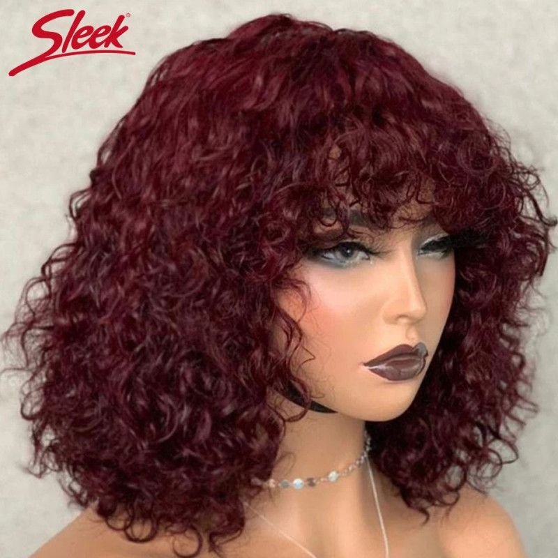 Short Pixie Bob Cut Human Hair Wigs With Bangs Jerry Curly Full Machine Wig Highlight Honey Blonde Colored Wigs For Women [produ