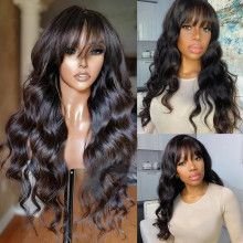 Hairporium 30-Inch Brazilian Body Wave Human Hair Wig with Bangs – Loose Deep Wave Lace T-Part Wig Hairporium 3 - Hairporium 