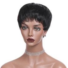 Short Bob Wig Straight Human Hair Wigs With Bangs Non Lace Front Wigs For Women Pixie Cut Wig Natural Color Full Machine Made [p