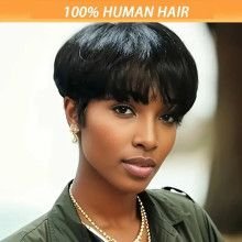 Short Bob Wig Straight Human Hair Wigs With Bangs Non Lace Front Wigs For Women Pixie Cut Wig Natural Color Full Machine Made [p