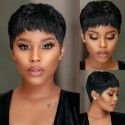 Hairporium Short Straight Bob Wig with Bangs – Natural Human Hair Pixie Cut for Women