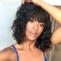 Hairporium Short Bob Body Wave Human Hair Wig with Bangs – Glueless Elegance for Black Women