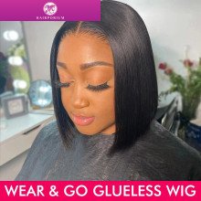 180% Density Wear and Go Bob Wig – Glueless Pre-Cut Lace Human Hair Wig for Women Hairporium 1 - Hairporium 