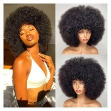 Short Afro Kinky Curly Human Hair Wig With Bangs Fluffy Natural Bob Wigs Brazilian Full Wigs Hairporium 2 - Hairporium 