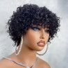 Pixie Cut Human Hair Wigs For Black Women Afro Rose Curly Funmi Glueless Wigs with Bangs Short Bouncy Curly Bob Wig With Bangs H