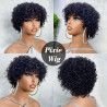 Pixie Cut Human Hair Wigs For Black Women Afro Rose Curly Funmi Glueless Wigs with Bangs Short Bouncy Curly Bob Wig With Bangs H