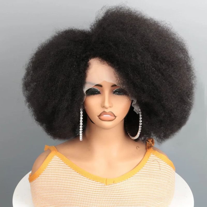 Hairporium Afro Kinky Curly Transparent Lace Front Wig – Brazilian Remy Human Hair Short Bob Wig Hairporium 1 - Hairporium 