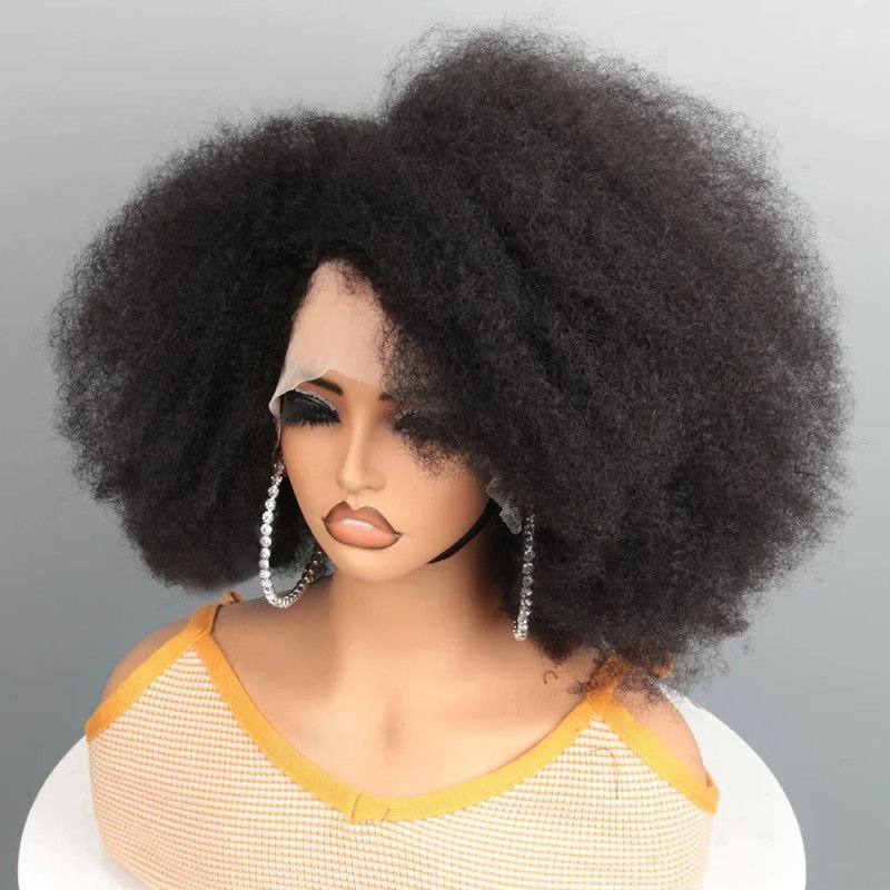 Hairporium Afro Kinky Curly Transparent Lace Front Wig – Brazilian Remy Human Hair Short Bob Wig Hairporium 1 - Hairporium 