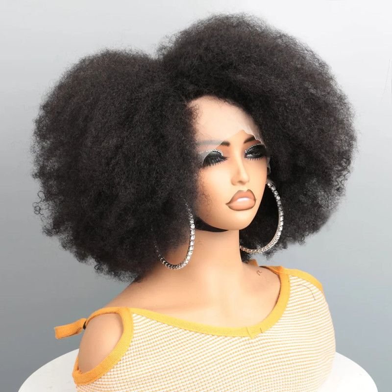 Hairporium Afro Kinky Curly Transparent Lace Front Wig – Brazilian Remy Human Hair Short Bob Wig Hairporium 1 - Hairporium 