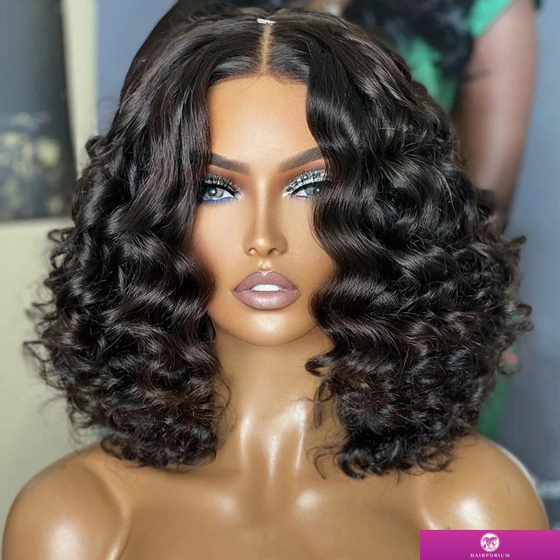 Hairporium Short Bob Deep Wave Curly Lace Front Wig – Natural Black Colour with Baby Hair Hairporium 1 - Hairporium Hairporium Short Bob Deep Wave Curly Lace Front Wig – Natural Black Colour with Baby Hair Hairporium 1 - Hairporium