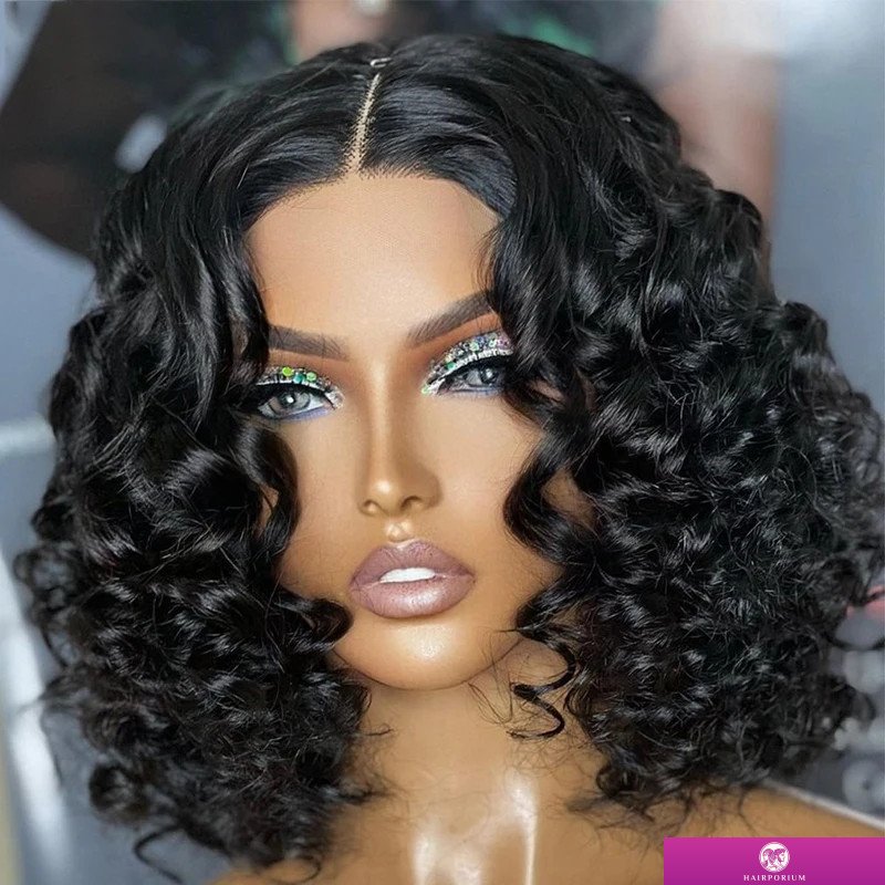 Hairporium Short Bob Deep Wave Curly Lace Front Wig – Natural Black Colour with Baby Hair Hairporium 1 - Hairporium Hairporium Short Bob Deep Wave Curly Lace Front Wig – Natural Black Colour with Baby Hair Hairporium 1 - Hairporium