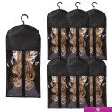 6pcs Long Hair Extensions Wig Storage Bag – Non-Woven Dust Proof Wigs Carrier Bags with Hanger for Home Salon Organizer