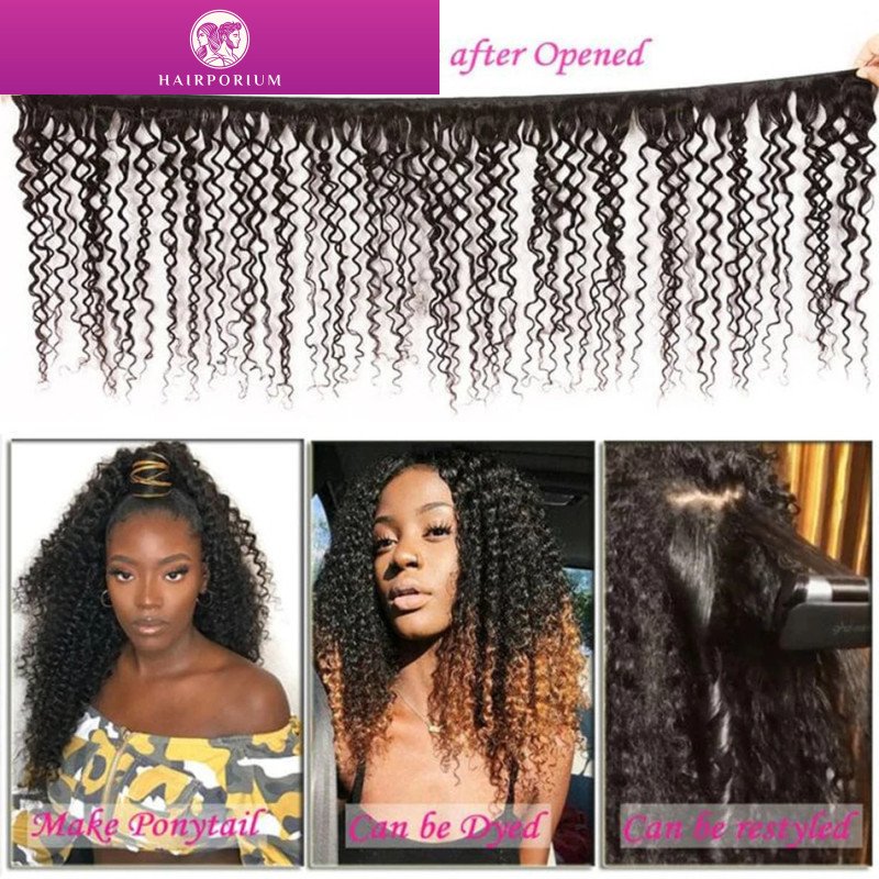 Hairporium Mongolian Kinky Curly Human Hair Bundles - Natural Hair Extensions for Women, 1/3/4 Piece Options Hairporium 2 - Hair