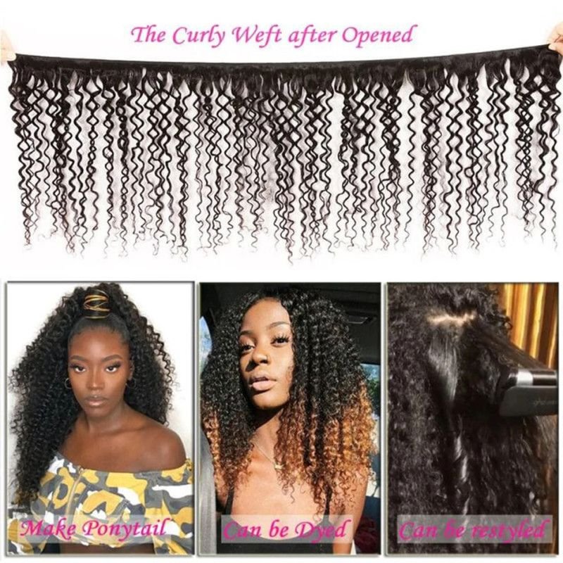 Hairporium Mongolian Kinky Curly Human Hair Bundles - Natural Hair Extensions for Women, 1/3/4 Piece Options Hairporium 2 - Hair