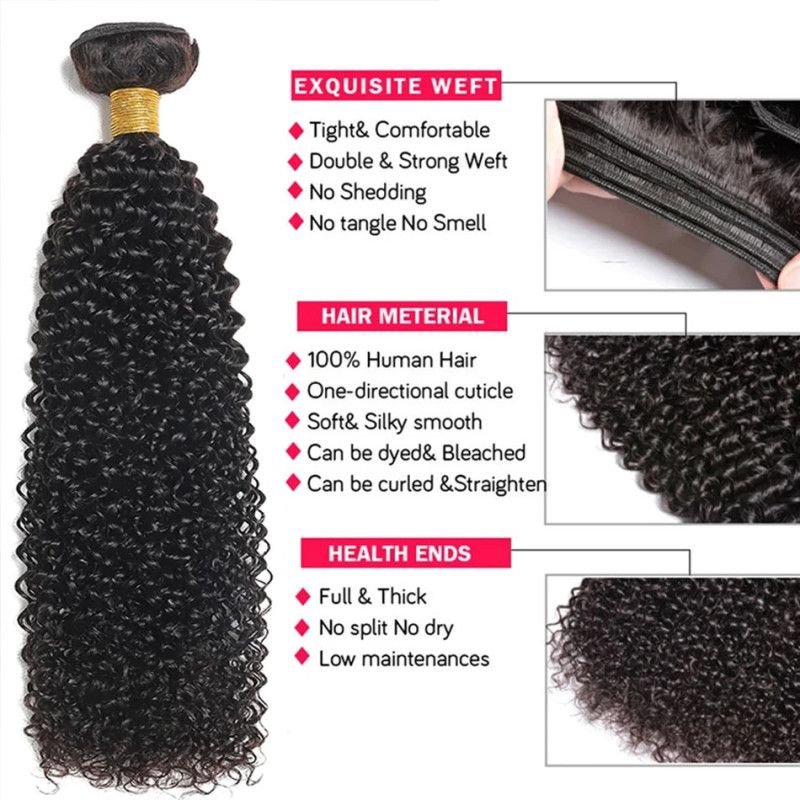 Hairporium Mongolian Kinky Curly Human Hair Bundles - Natural Hair Extensions for Women, 1/3/4 Piece Options Hairporium 2 - Hair